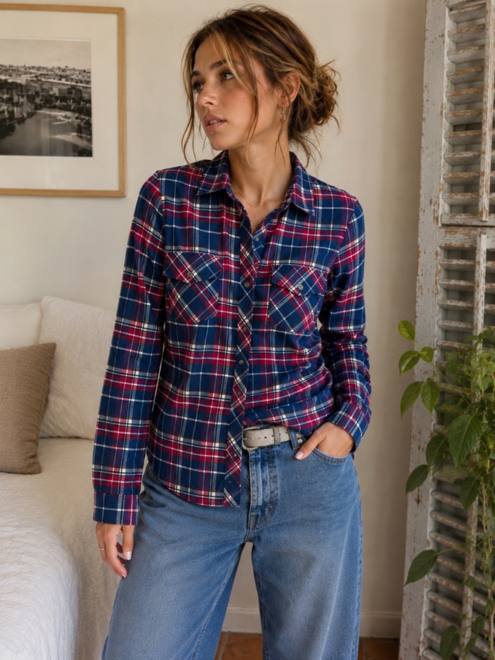 Kuhl Blue Plaid Performance Alina Flannel Button Up XS